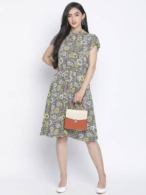 Vober color mesh floral print women dress 2