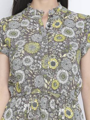 Vober color mesh floral print women dress 4