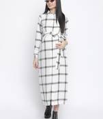Check saga checker print long maternity dress