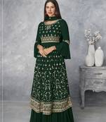 Green embroidered faux georgette salwar