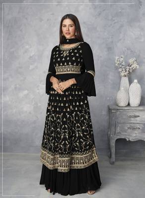 Black embroidered faux georgette salwar 1