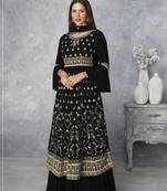 Black embroidered faux georgette salwar