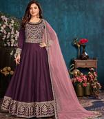 Purple embroidered art silk salwar