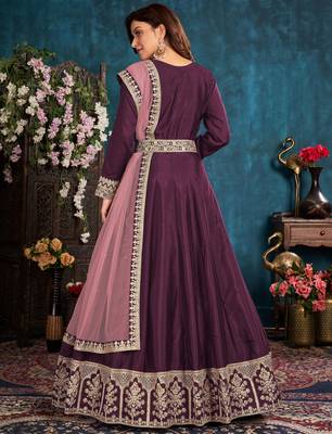 Purple embroidered art silk salwar 2