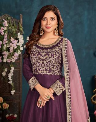 Purple embroidered art silk salwar 3