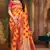 Orange woven banarasi silk saree with blouse