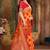 Orange woven banarasi silk saree with blouse