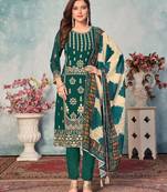 Green embroidered faux georgette salwar