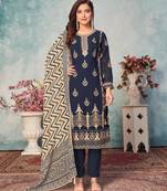 Navy-blue embroidered faux georgette salwar