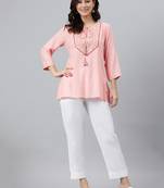 Pink embroidered viscose rayon tunics