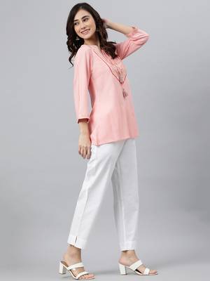 Pink embroidered viscose rayon tunics 4