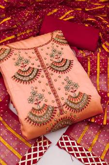 Peach hand woven cotton salwar