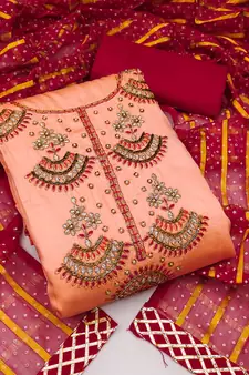 Peach hand woven cotton salwar