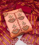 Peach hand woven cotton salwar