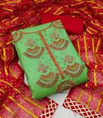 Green hand woven cotton salwar
