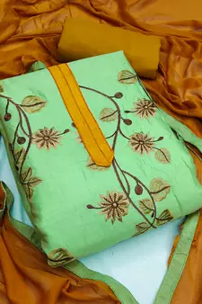 Green embroidered cotton salwar