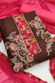 Brown embroidered cotton salwar