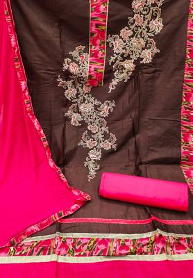Brown embroidered cotton salwar 2