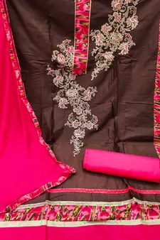 Brown embroidered cotton salwar