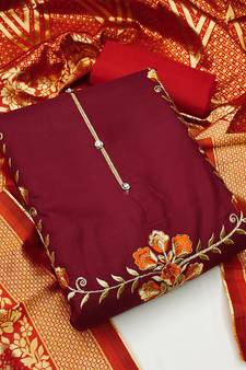 Maroon embroidered cotton salwar