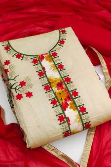 Beige embroidered chanderi salwar