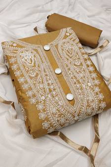Beige embroidered cotton salwar