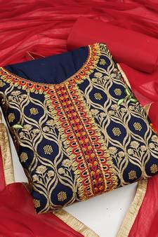 Blue embroidered cotton salwar