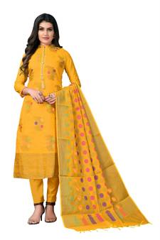 Yellow woven  salwar