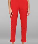 Red plain cotton trousers