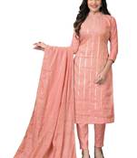 Peach woven chanderi salwar