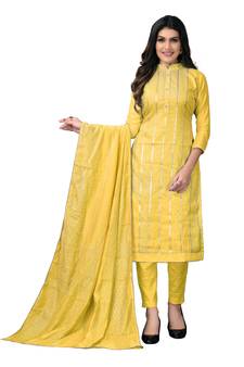 Yellow woven chanderi salwar