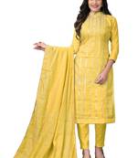 Yellow woven chanderi salwar
