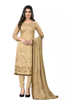 Beige embroidered chanderi salwar