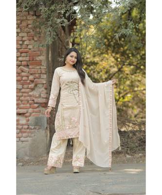 cream faux_georgette   Top &    Bottom &    Dupatta 1