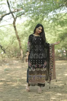 black faux_georgette   Top &    Bottom &    Dupatta