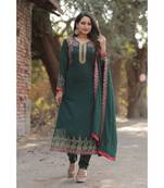 green faux_georgette   Top &    Bottom &    Dupatta
