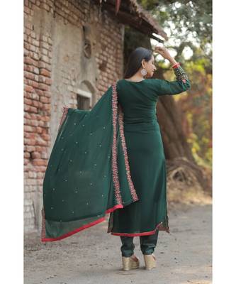 green faux_georgette   Top &    Bottom &    Dupatta 3