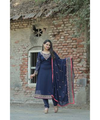 blue georgette   Top &    Bottom &    Dupatta 1