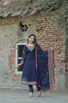 blue georgette   Top &    Bottom &    Dupatta