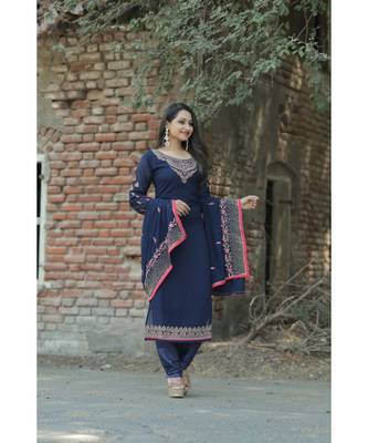 blue georgette   Top &    Bottom &    Dupatta 4
