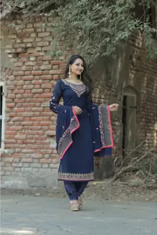 blue georgette   Top &    Bottom &    Dupatta