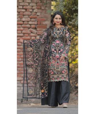 black faux_georgette   Top &    Bottom &    Dupatta 1