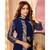 Women's Blue Faux Georgette Stitched Top With Bottom 3/4 Sleeve Embroidered Straight Palazzo Set With Jacket
