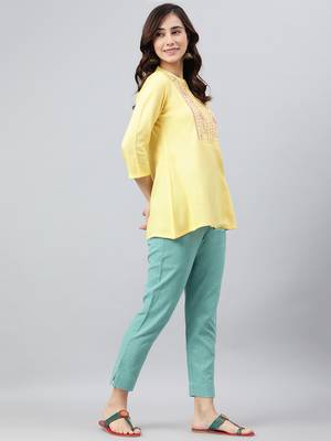 Yellow embroidered viscose rayon tunics 3