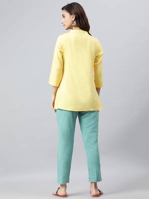 Yellow embroidered viscose rayon tunics 5