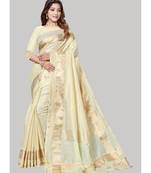 Cream Cotton Silk Party Wear Sarees