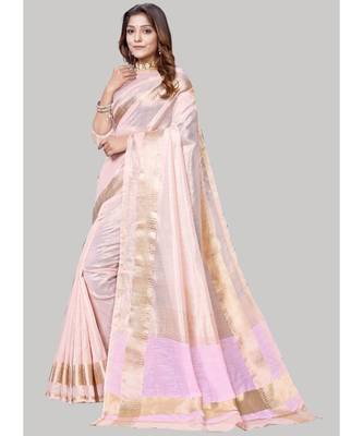 Baby Pink Cotton Silk Party Wear Sarees 2