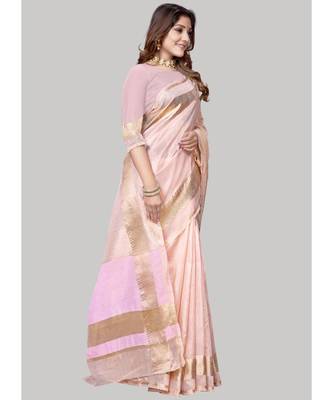 Baby Pink Cotton Silk Party Wear Sarees 3