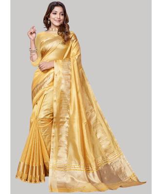 Cream Cotton Silk Party Wear Sarees 1