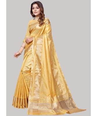 Cream Cotton Silk Party Wear Sarees 2